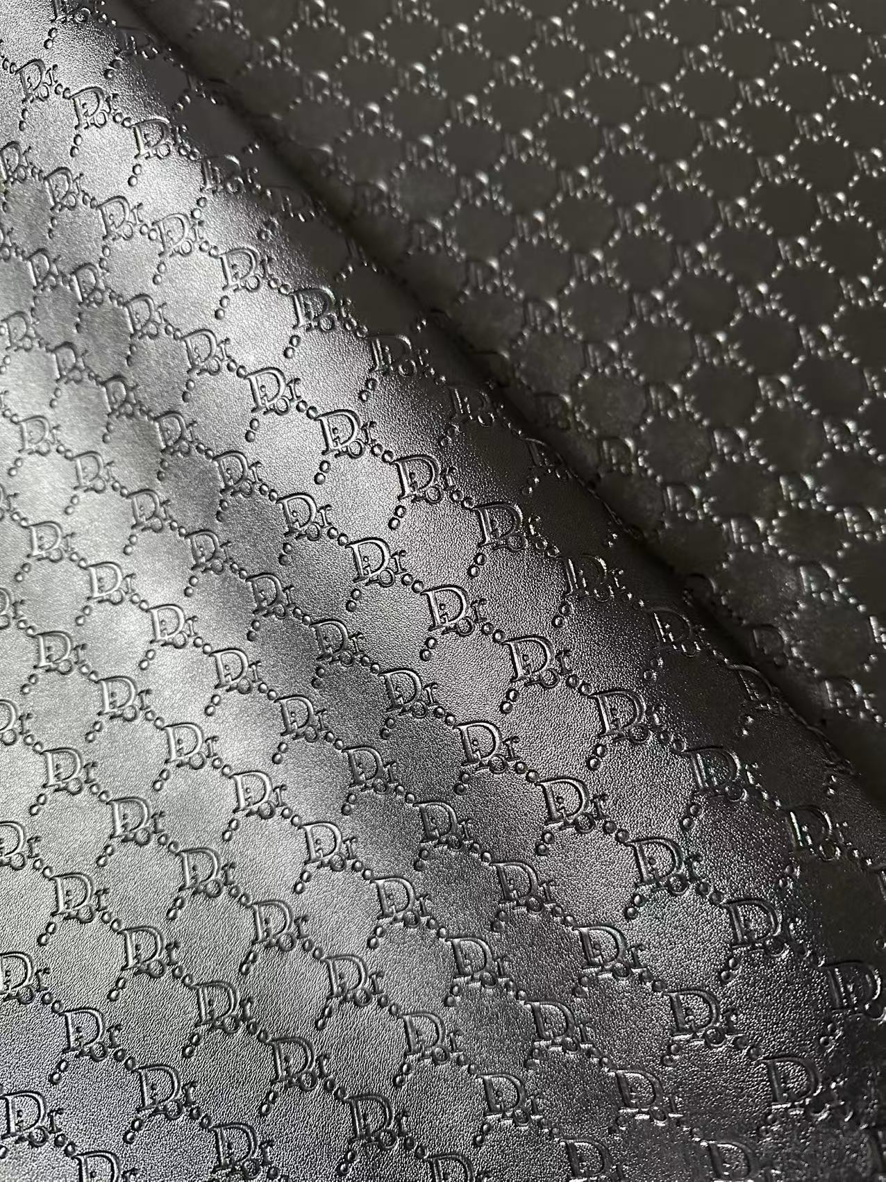 Craft Black Dior Embossed Leather Fabric For Handmade Sneaker,Car Upholstery Goods By Yard