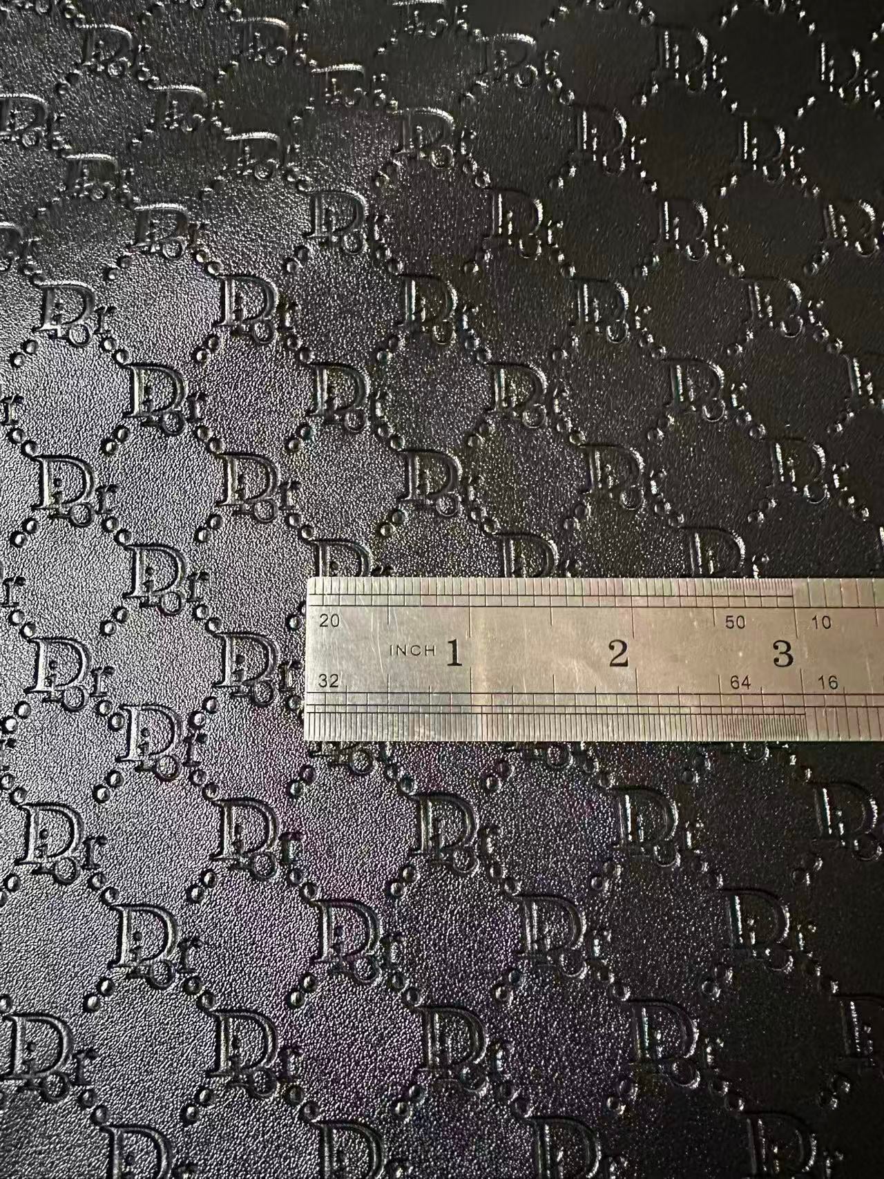 Craft Black Dior Embossed Leather Fabric For Handmade Sneaker,Car Upholstery Goods By Yard