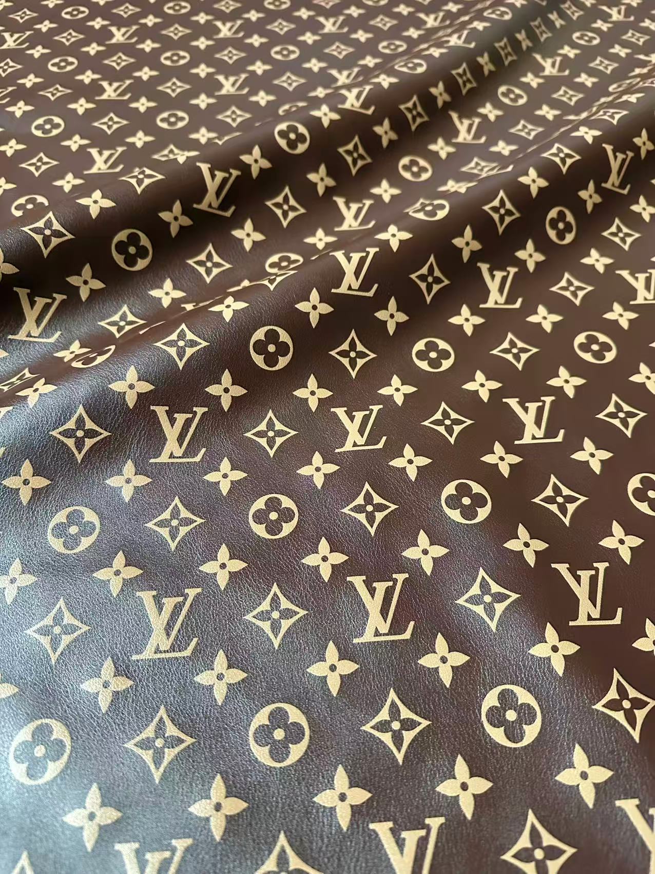 Craft Brown LV Monogram Soft Leather For Handmade Snoes,Upholstery Clothing Leather By Yard