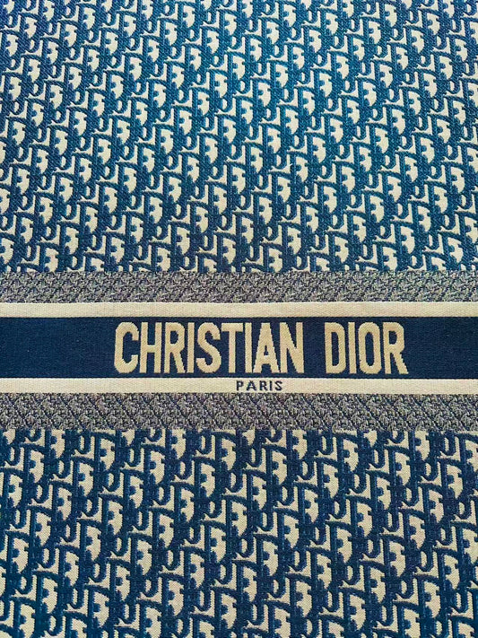 Best Quality Dior Straps Canvas Jacquard Cloth Fabric For Handmade Sewing ,Furniture,Upholstery Clothing (Navy Blue)