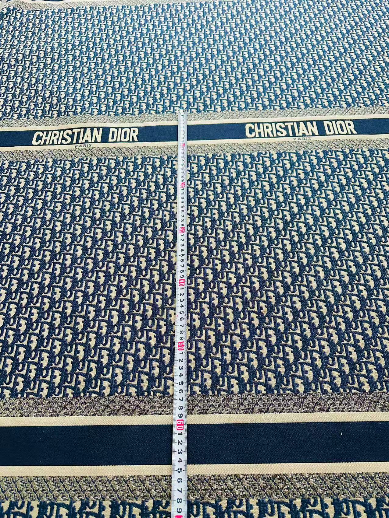 Best Quality Dior Straps Canvas Jacquard Cloth Fabric For Handmade Sewing ,Furniture,Upholstery Clothing (Navy Blue)