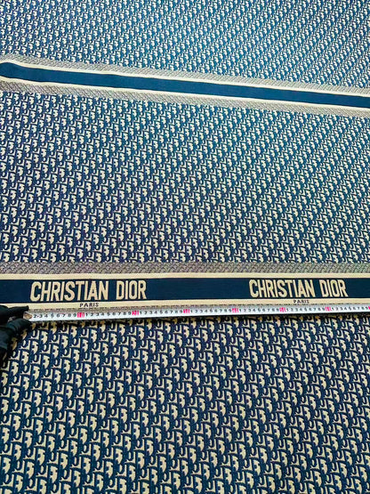Best Quality Dior Straps Canvas Jacquard Cloth Fabric For Handmade Sewing ,Furniture,Upholstery Clothing (Navy Blue)