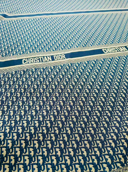 Best Quality Dior Straps Canvas Jacquard Cloth Fabric For Handmade Sewing ,Furniture,Upholstery Clothing (Navy Blue)