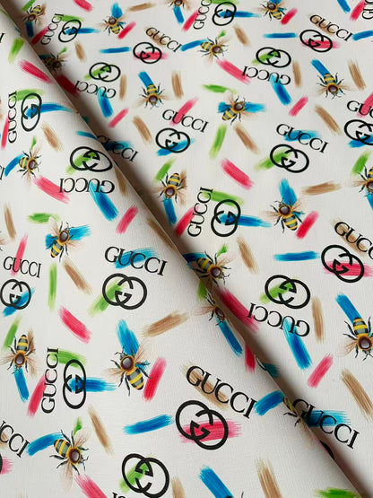 Fashion Gucci With Bee Leather Fabric For Handmade Shoes , Bag ,Upholstery Goods By Yard