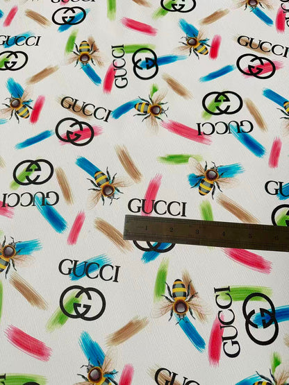 Fashion Gucci With Bee Leather Fabric For Handmade Shoes , Bag ,Upholstery Goods By Yard