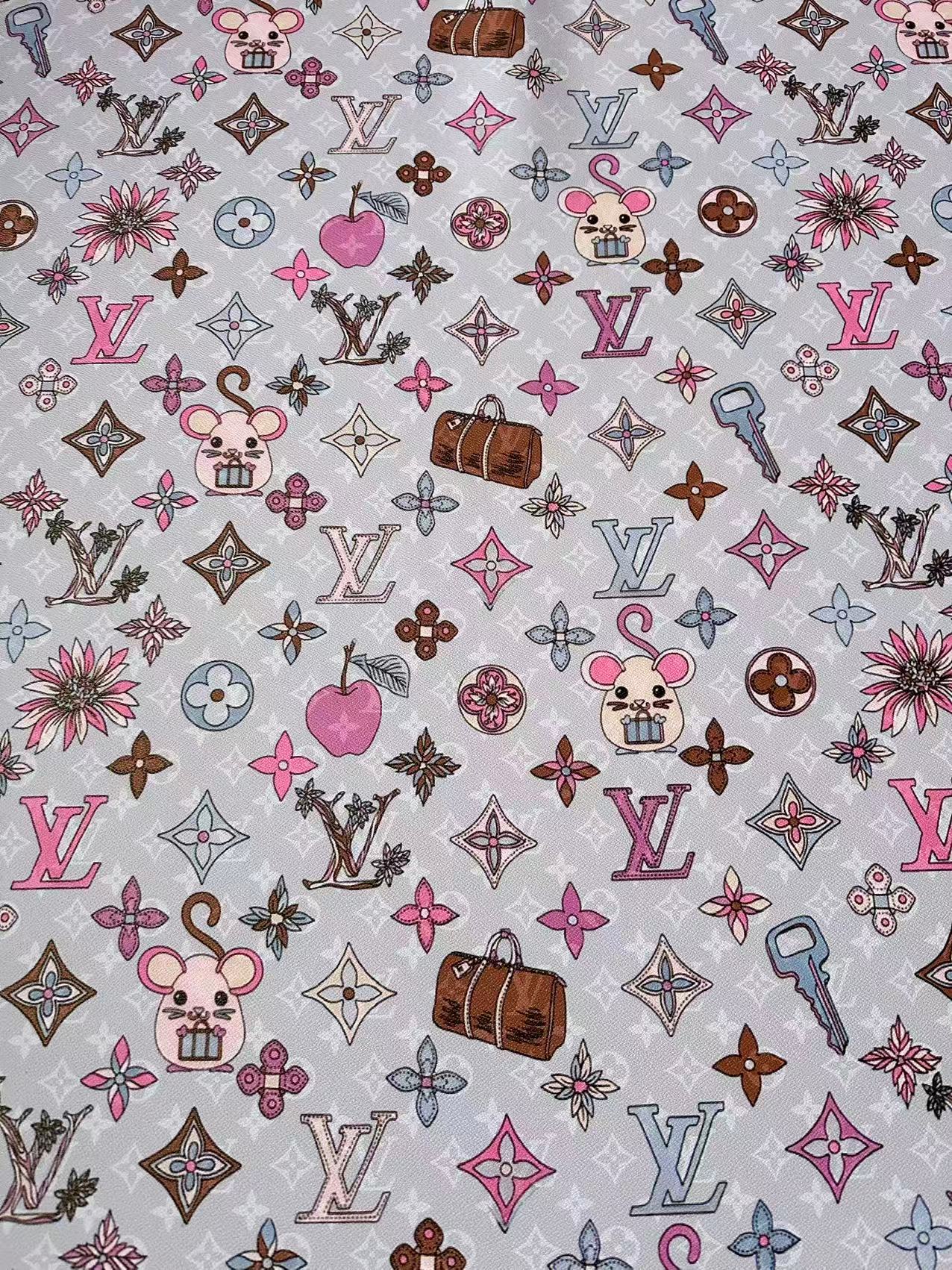 Fashion Purple LV With DIY Mouse Leather Fabric For Handmade Shoes,Upholstery Goods By Yard