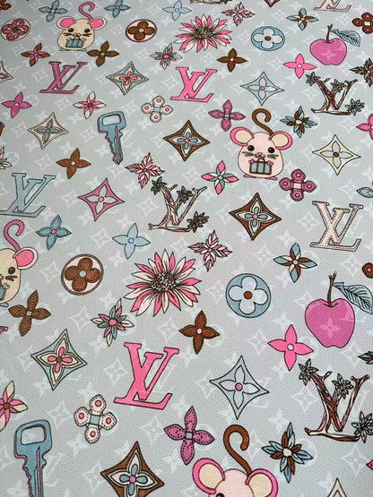 Fashion Purple LV With DIY Mouse Leather Fabric For Handmade Shoes,Upholstery Goods By Yard