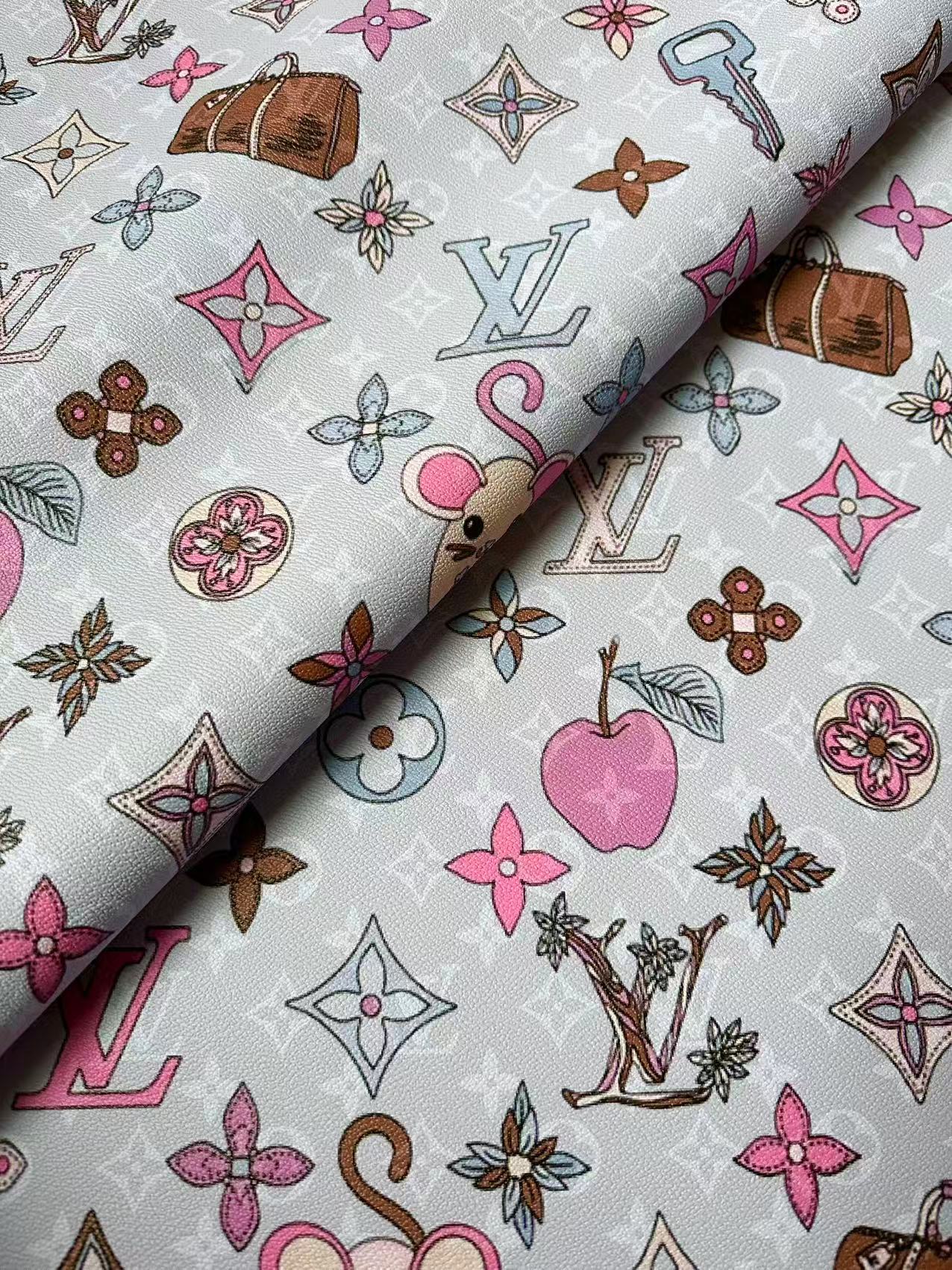 Fashion Purple LV With DIY Mouse Leather Fabric For Handmade Shoes,Upholstery Goods By Yard