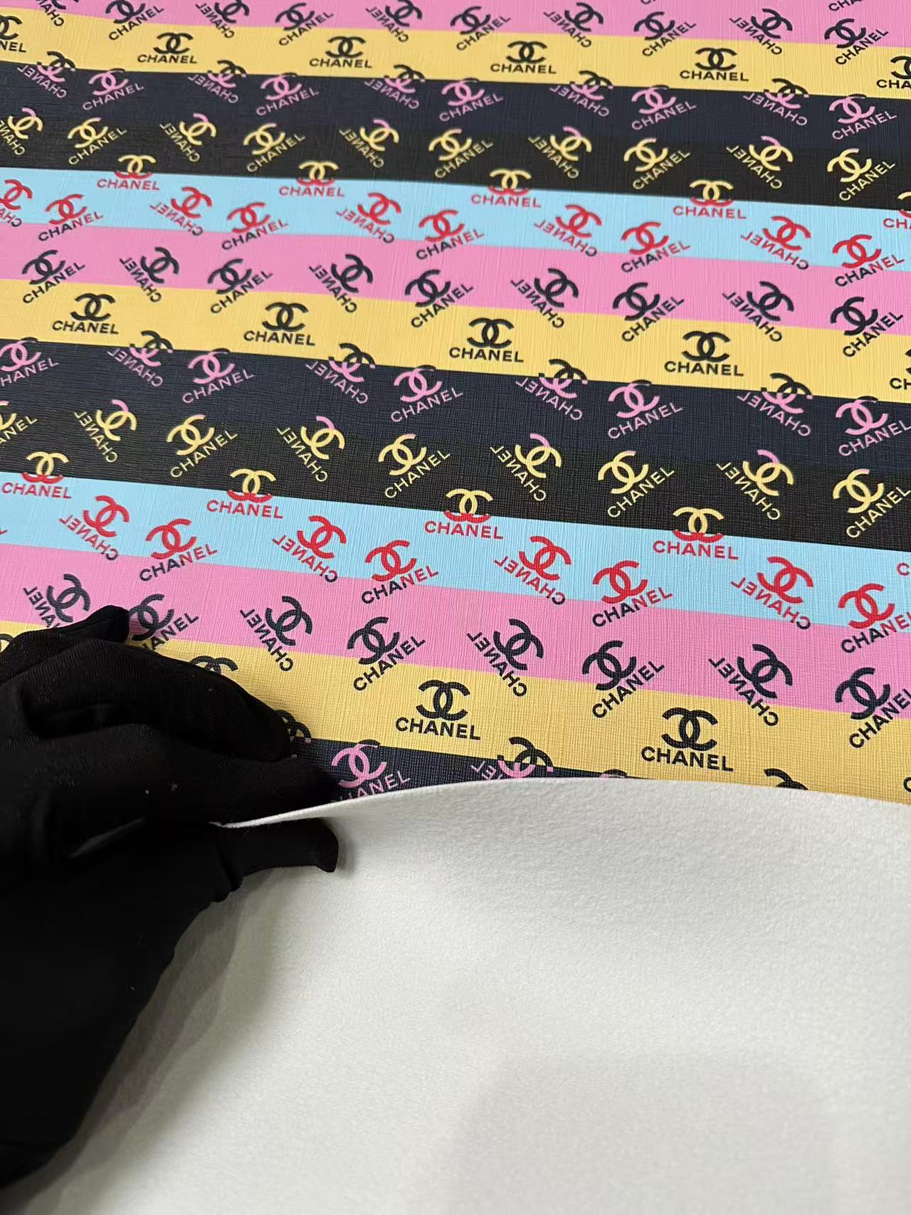Craft Colorful Chanel Design Leather Fabric For Handmade Sneaker ,Upholstery ,Bag Goods By Yard