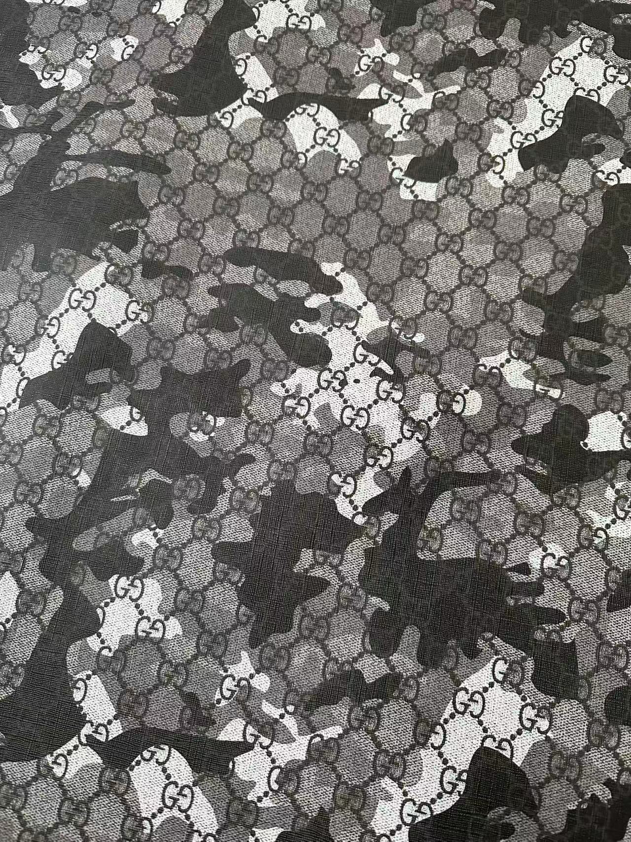 Fashion Gucci With Camouflage Leather Fabric For Handmade Shoes, Upholstery Goods By Yard(Gray)