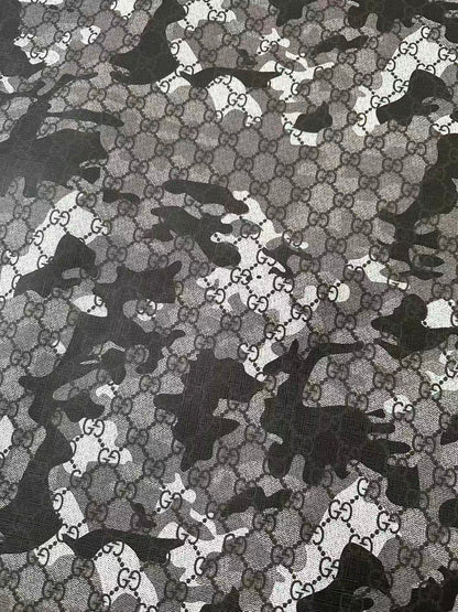 Fashion Gucci With Camouflage Leather Fabric For Handmade Shoes, Upholstery Goods By Yard(Gray)