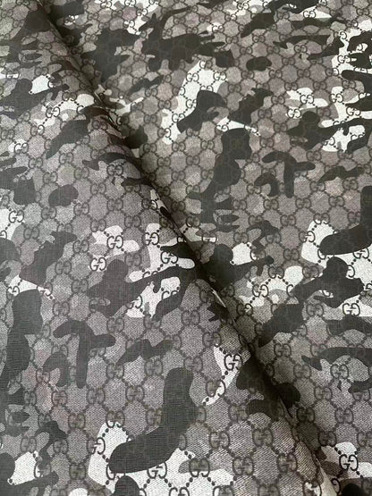 Fashion Gucci With Camouflage Leather Fabric For Handmade Shoes, Upholstery Goods By Yard(Gray)