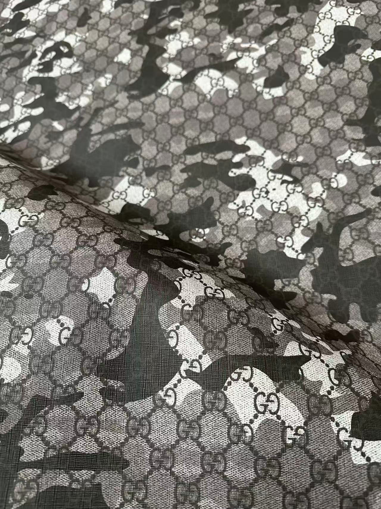 Fashion Gucci With Camouflage Leather Fabric For Handmade Shoes, Upholstery Goods By Yard(Gray)