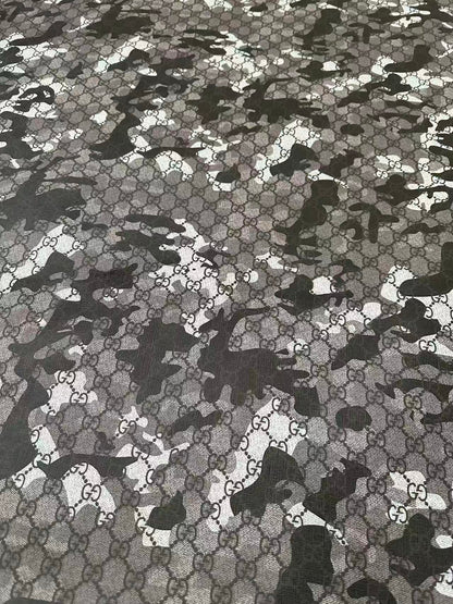 Fashion Gucci With Camouflage Leather Fabric For Handmade Shoes, Upholstery Goods By Yard(Gray)