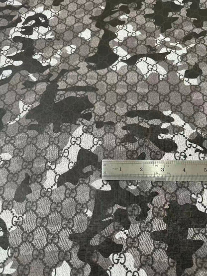 Fashion Gucci With Camouflage Leather Fabric For Handmade Shoes, Upholstery Goods By Yard(Gray)