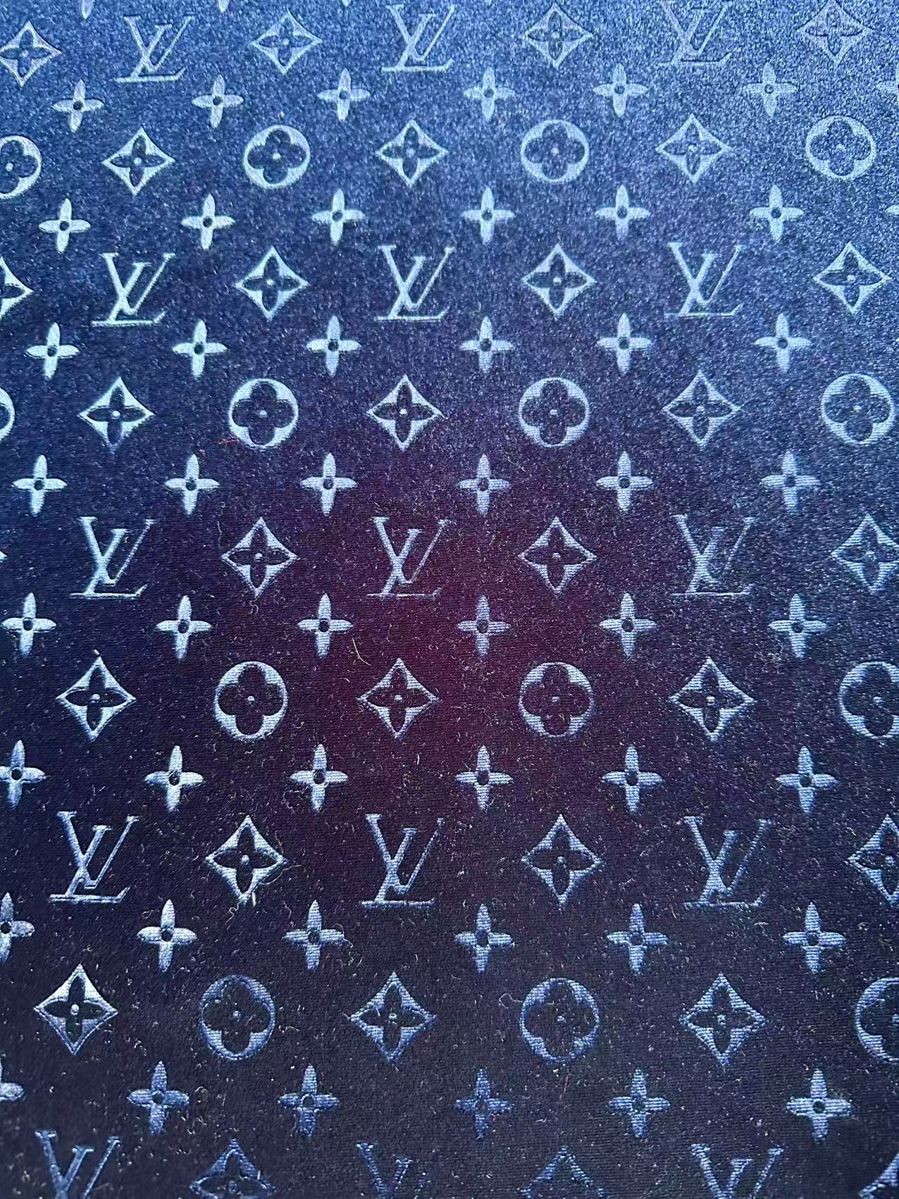 Popular Luxury LV Knitting Velvet Fabric For Handmade Sneaker,Car Upholstery and Apparel By Yard(Navy Blue)