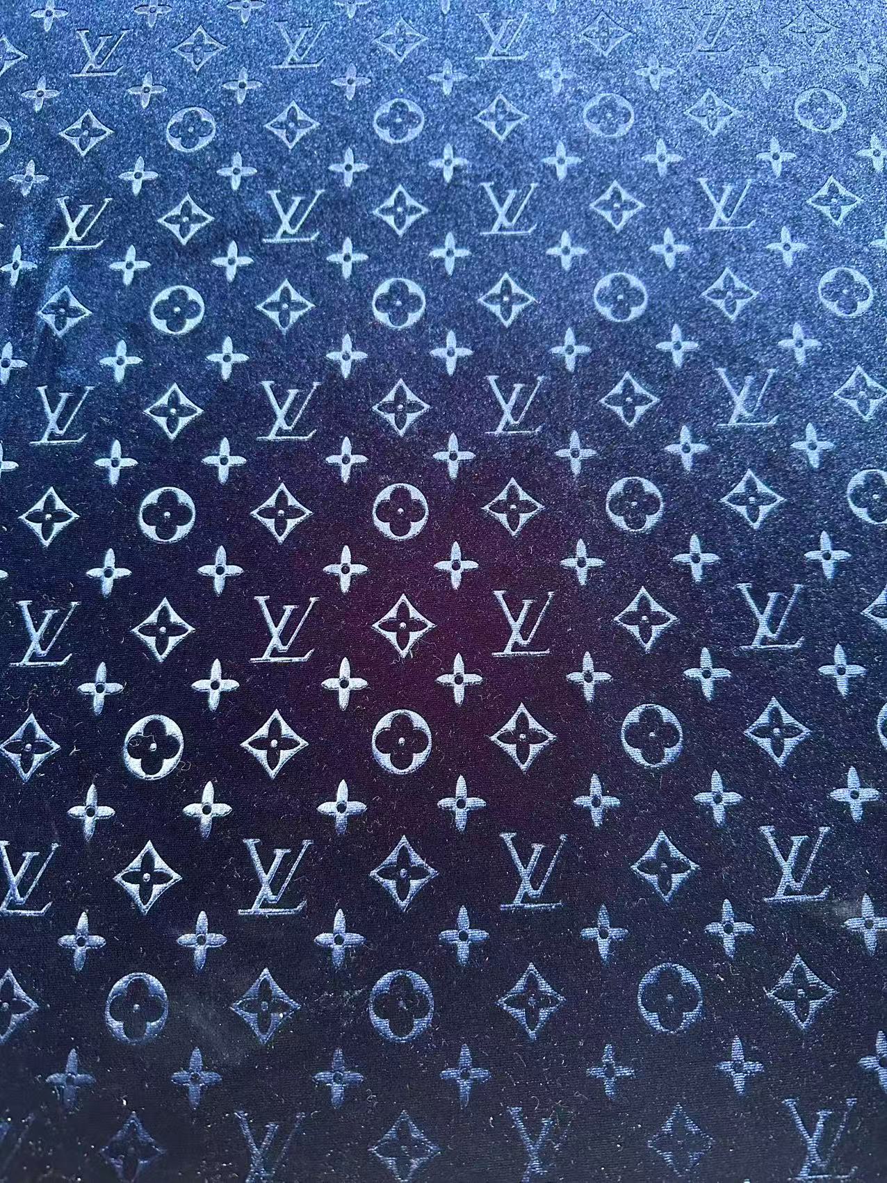Popular Luxury LV Knitting Velvet Fabric For Handmade Sneaker,Car Upholstery and Apparel By Yard(Navy Blue)