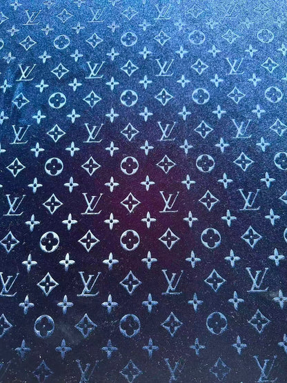 Popular Luxury LV Knitting Velvet Fabric For Handmade Sneaker,Car Upholstery and Apparel By Yard(Navy Blue)