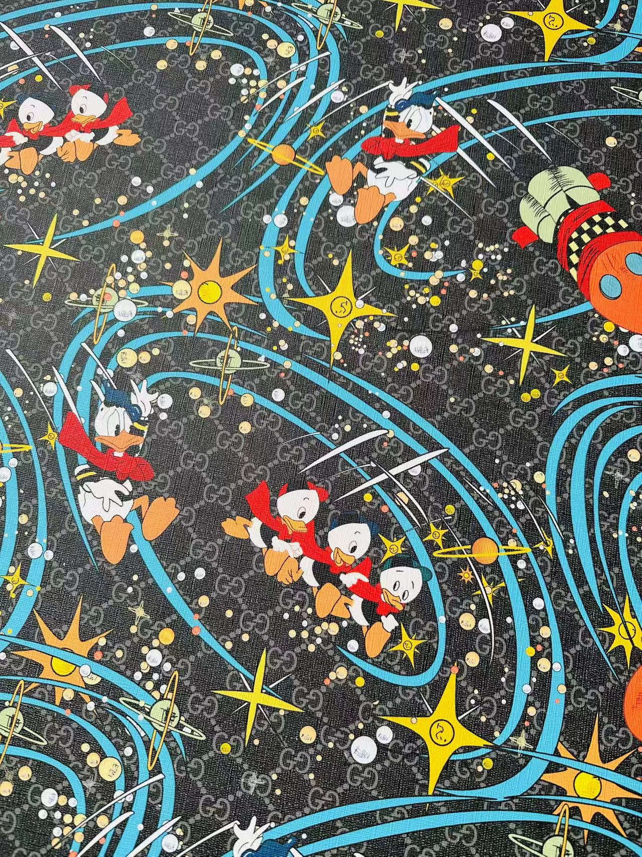 Classic Gucci Leather Case Fabric,Handmade Bag, Shoes Leather, Joint Disney Donald Duck (Black)