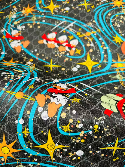 Classic Gucci Leather Case Fabric,Handmade Bag, Shoes Leather, Joint Disney Donald Duck (Black)