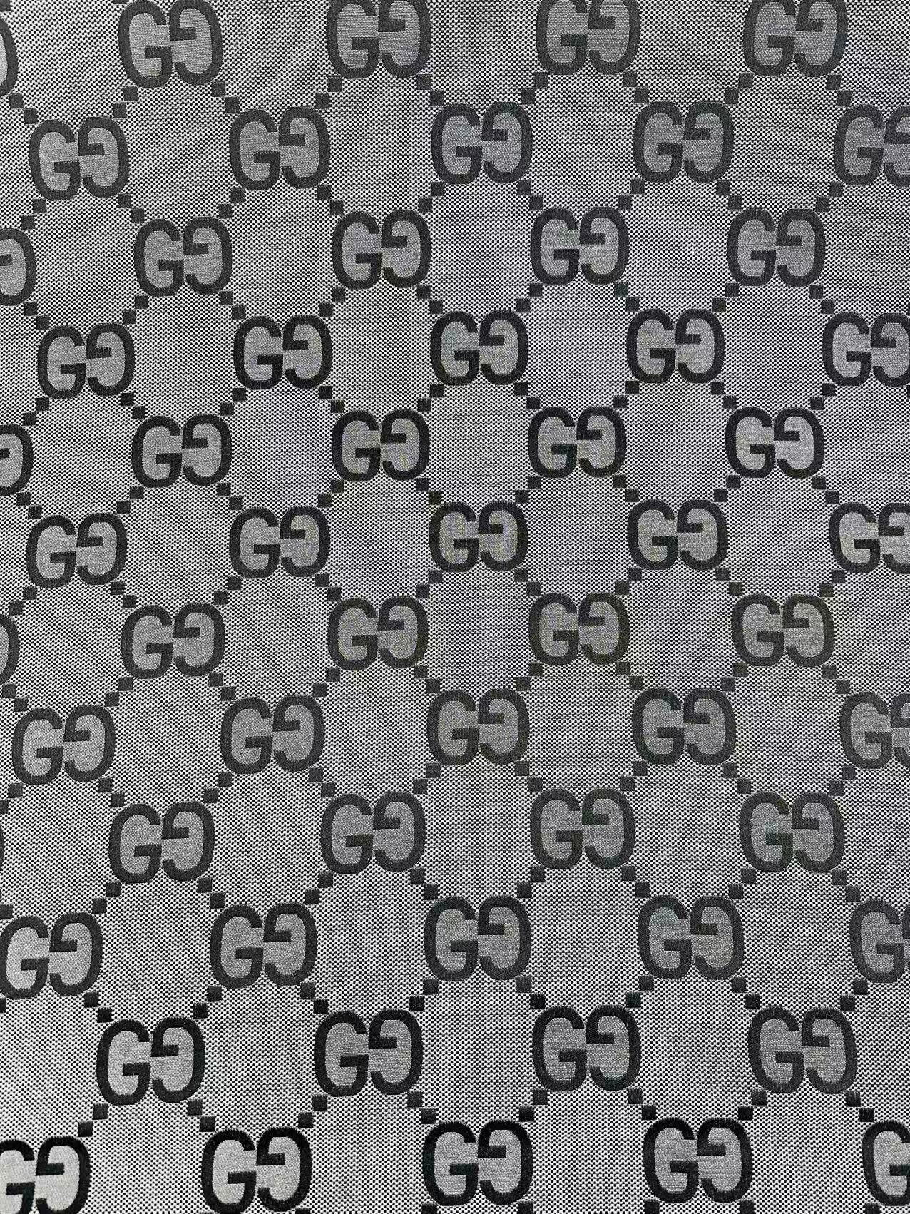 Classic 2.3 Inch Canvas Jacquard Cloth Fabric, GG Fabric,Handmade Clothing ,Fashion Sewing DIY Bags Fabric Shoes Fabric Hat Fabric Gucci Design By Yards (Gray)