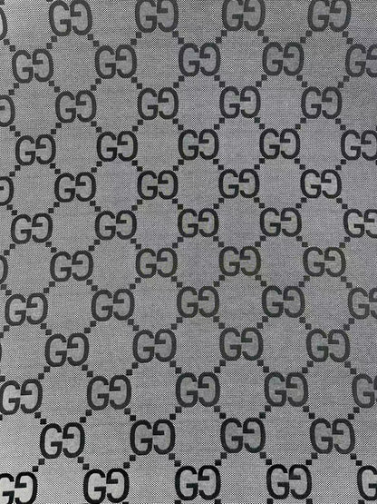 Classic 2.3 Inch Canvas Jacquard Cloth Fabric, GG Fabric,Handmade Clothing ,Fashion Sewing DIY Bags Fabric Shoes Fabric Hat Fabric Gucci Design By Yards (Gray)