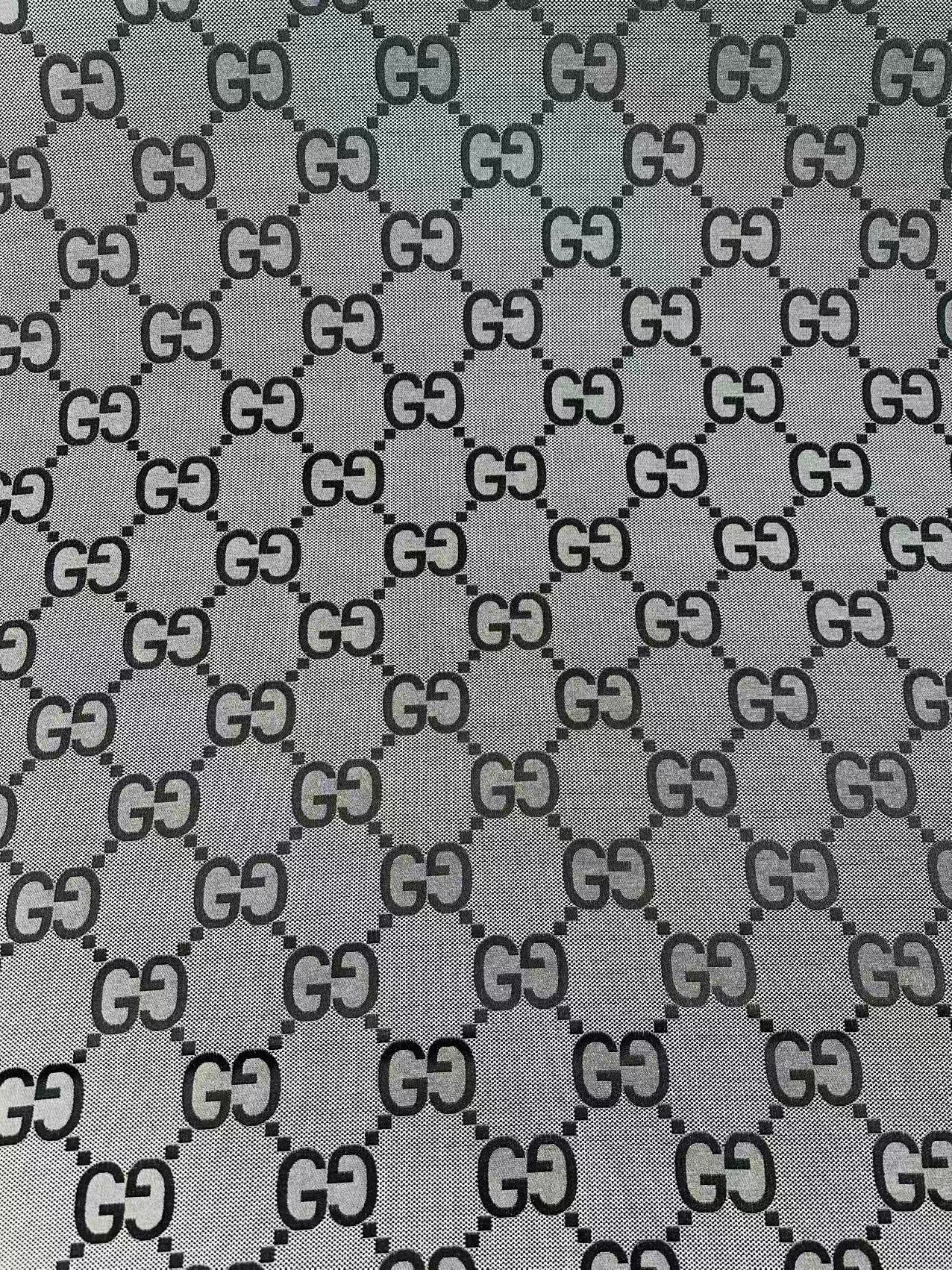Classic 2.3 Inch Canvas Jacquard Cloth Fabric, GG Fabric,Handmade Clothing ,Fashion Sewing DIY Bags Fabric Shoes Fabric Hat Fabric Gucci Design By Yards (Gray)