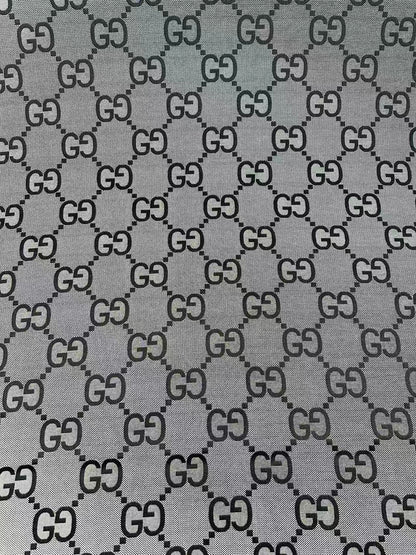 Classic 2.3 Inch Canvas Jacquard Cloth Fabric, GG Fabric,Handmade Clothing ,Fashion Sewing DIY Bags Fabric Shoes Fabric Hat Fabric Gucci Design By Yards (Gray)