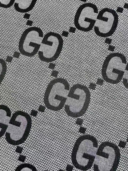Classic 2.3 Inch Canvas Jacquard Cloth Fabric, GG Fabric,Handmade Clothing ,Fashion Sewing DIY Bags Fabric Shoes Fabric Hat Fabric Gucci Design By Yards (Gray)