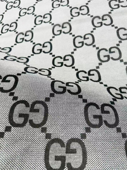 Classic 2.3 Inch Canvas Jacquard Cloth Fabric, GG Fabric,Handmade Clothing ,Fashion Sewing DIY Bags Fabric Shoes Fabric Hat Fabric Gucci Design By Yards (Gray)
