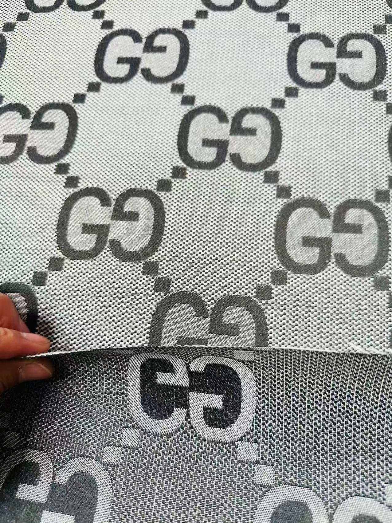Classic 2.3 Inch Canvas Jacquard Cloth Fabric, GG Fabric,Handmade Clothing ,Fashion Sewing DIY Bags Fabric Shoes Fabric Hat Fabric Gucci Design By Yards (Gray)