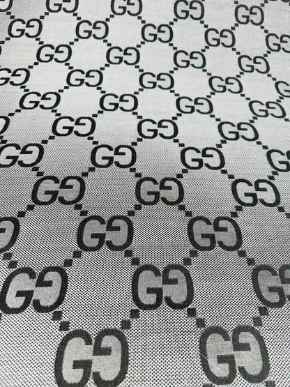 Classic 2.3 Inch Canvas Jacquard Cloth Fabric, GG Fabric,Handmade Clothing ,Fashion Sewing DIY Bags Fabric Shoes Fabric Hat Fabric Gucci Design By Yards (Gray)
