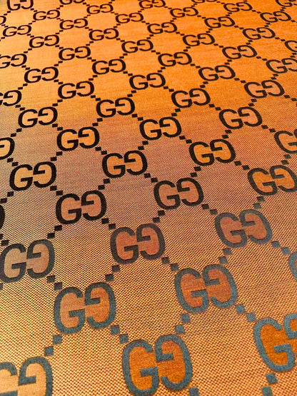 Classic 2.3 Inch Canvas Jacquard Cloth Fabric, GG Fabric,Handmade Clothing ,Fashion Sewing DIY Bags Fabric Shoes Fabric Hat Fabric Gucci Design By Yards (Orange)