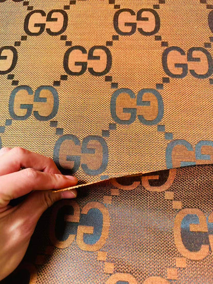 Classic 2.3 Inch Canvas Jacquard Cloth Fabric, GG Fabric,Handmade Clothing ,Fashion Sewing DIY Bags Fabric Shoes Fabric Hat Fabric Gucci Design By Yards (Orange)