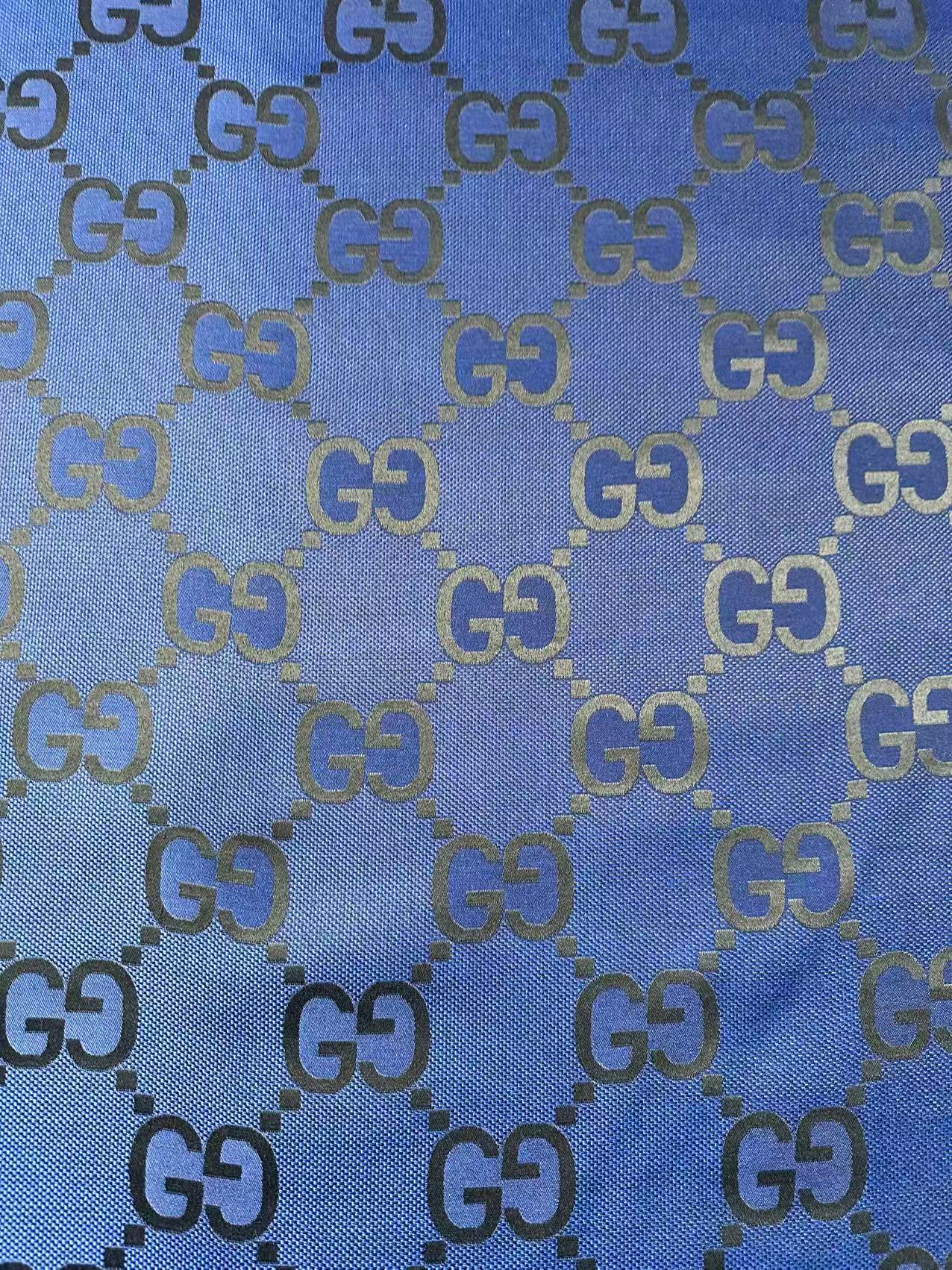 Classic 2.3 Inch Canvas Jacquard Cloth Fabric, GG Fabric,Handmade Clothing ,Fashion Sewing DIY Bags Fabric Shoes Fabric Hat Fabric Gucci Design By Yards (Navy Blue)