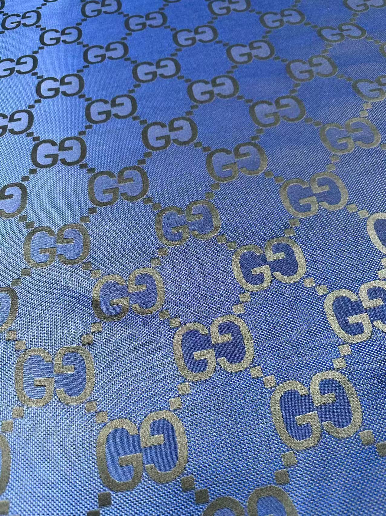 Classic 2.3 Inch Canvas Jacquard Cloth Fabric, GG Fabric,Handmade Clothing ,Fashion Sewing DIY Bags Fabric Shoes Fabric Hat Fabric Gucci Design By Yards (Navy Blue)