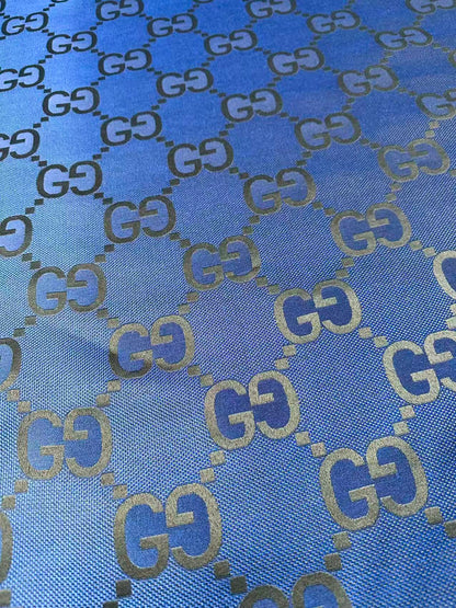 Classic 2.3 Inch Canvas Jacquard Cloth Fabric, GG Fabric,Handmade Clothing ,Fashion Sewing DIY Bags Fabric Shoes Fabric Hat Fabric Gucci Design By Yards (Navy Blue)