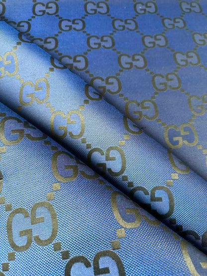 Classic 2.3 Inch Canvas Jacquard Cloth Fabric, GG Fabric,Handmade Clothing ,Fashion Sewing DIY Bags Fabric Shoes Fabric Hat Fabric Gucci Design By Yards (Navy Blue)