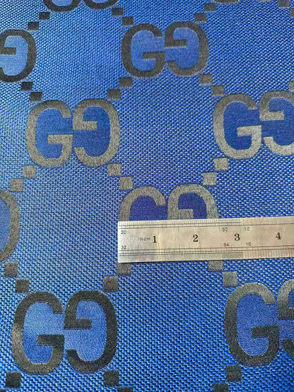 Classic 2.3 Inch Canvas Jacquard Cloth Fabric, GG Fabric,Handmade Clothing ,Fashion Sewing DIY Bags Fabric Shoes Fabric Hat Fabric Gucci Design By Yards (Navy Blue)
