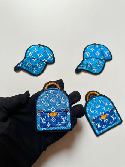 Craft Embroidery Blue LV Jacquard Patches For Customized Apparel