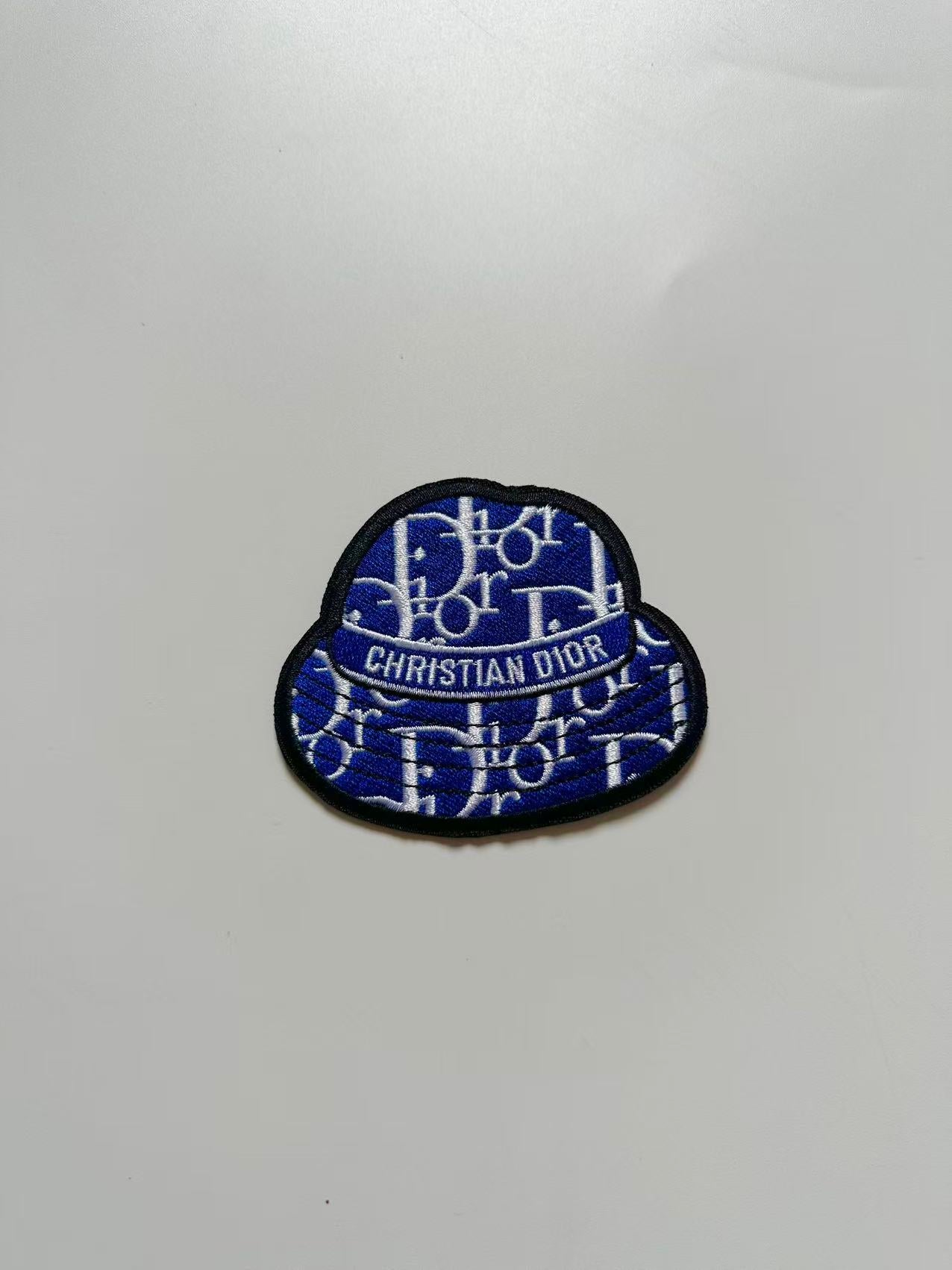 Craft Embroidery Blue Dior Jacquard Patches For Customized Apparel