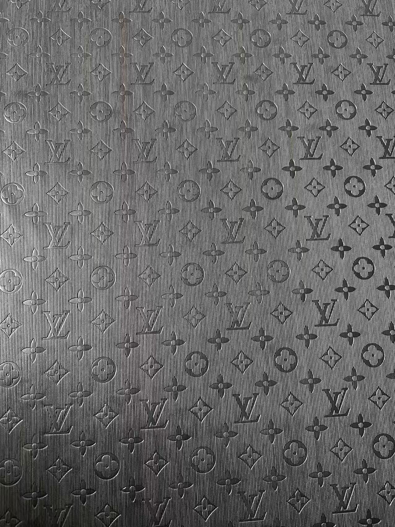 Craft Black Thin Strip Texture LV Embossed Leather Fabric For Handmade Shoes, Car Upholstery Goods