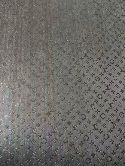 Craft Black Thin Strip Texture LV Embossed Leather Fabric For Handmade Shoes, Car Upholstery Goods