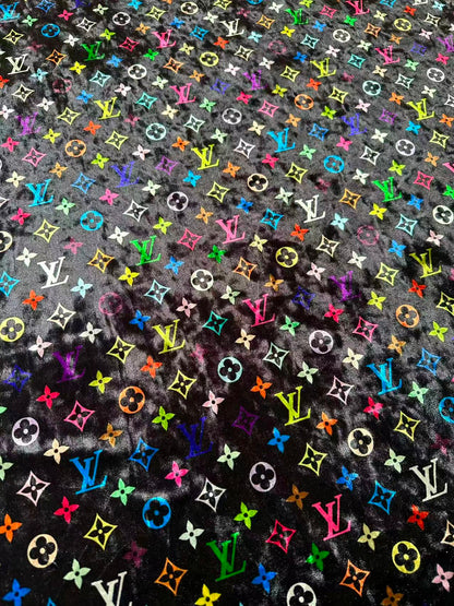 Craft Colorful Black Luxury LV Knitting Velvet Fabric For Handmade Sneaker,Car Upholstery and Clothing By Yard