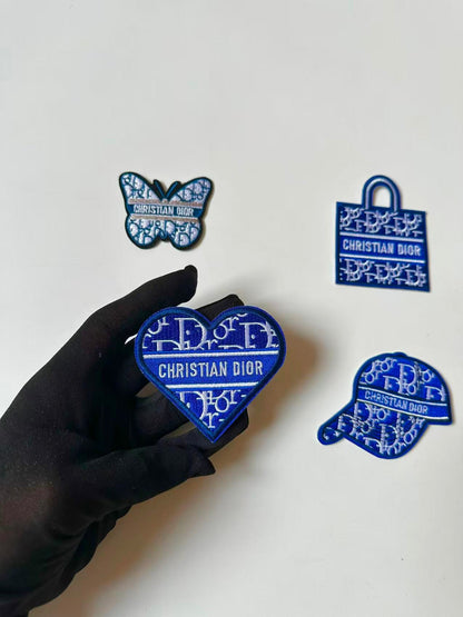 Craft Embroidery Blue Dior Jacquard Patches For Customized Apparel