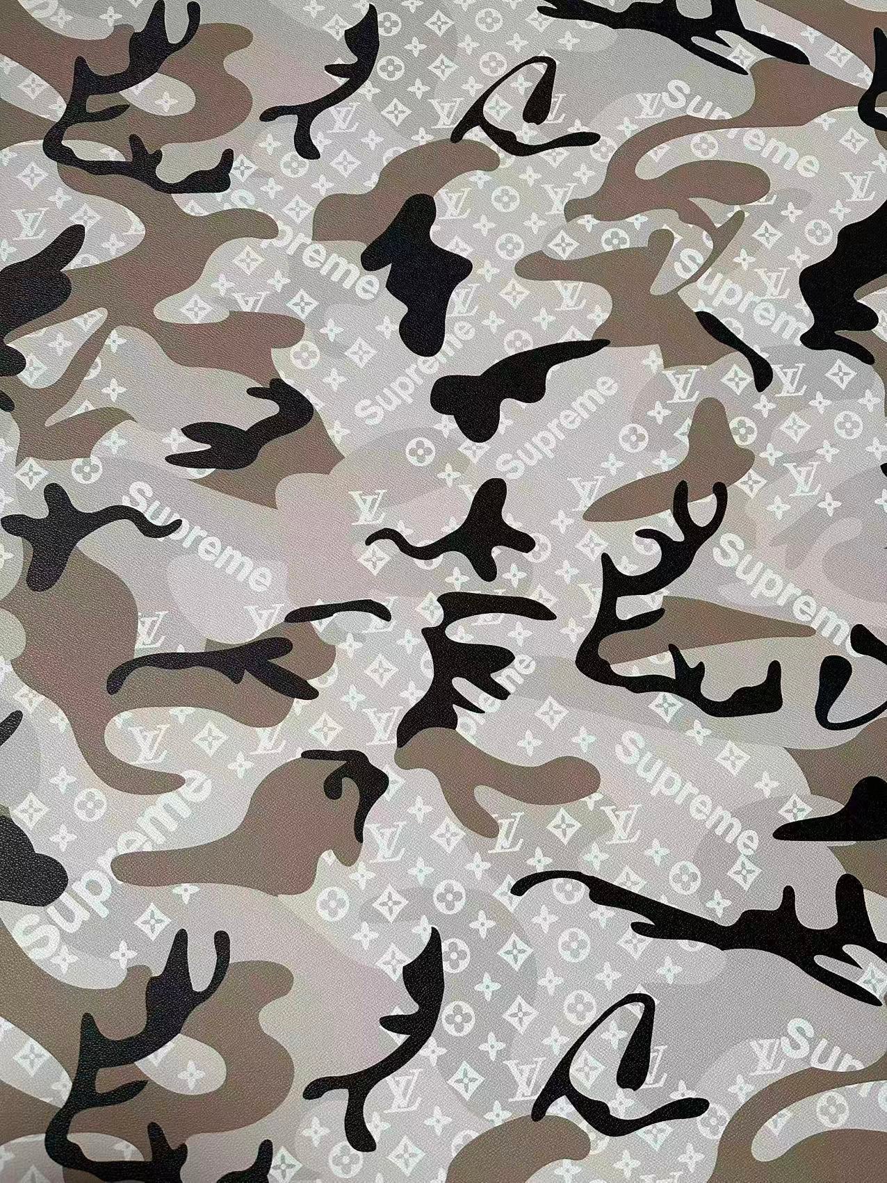 Fashion Gray LV With Supreme Camouflage Leather Fabric For Handmade Sneaker,Upholstery Goods
