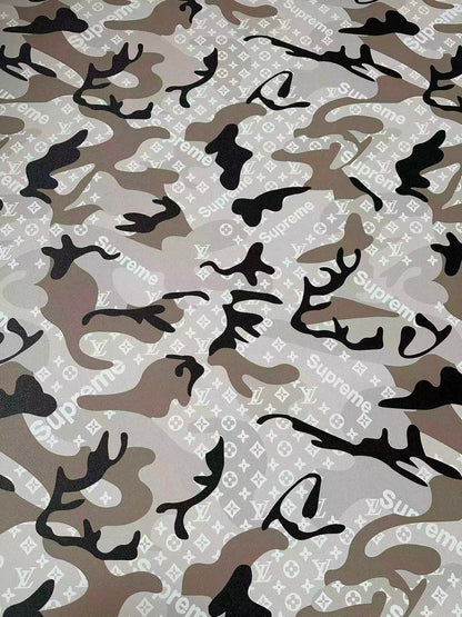 Fashion Gray LV With Supreme Camouflage Leather Fabric For Handmade Sneaker,Upholstery Goods