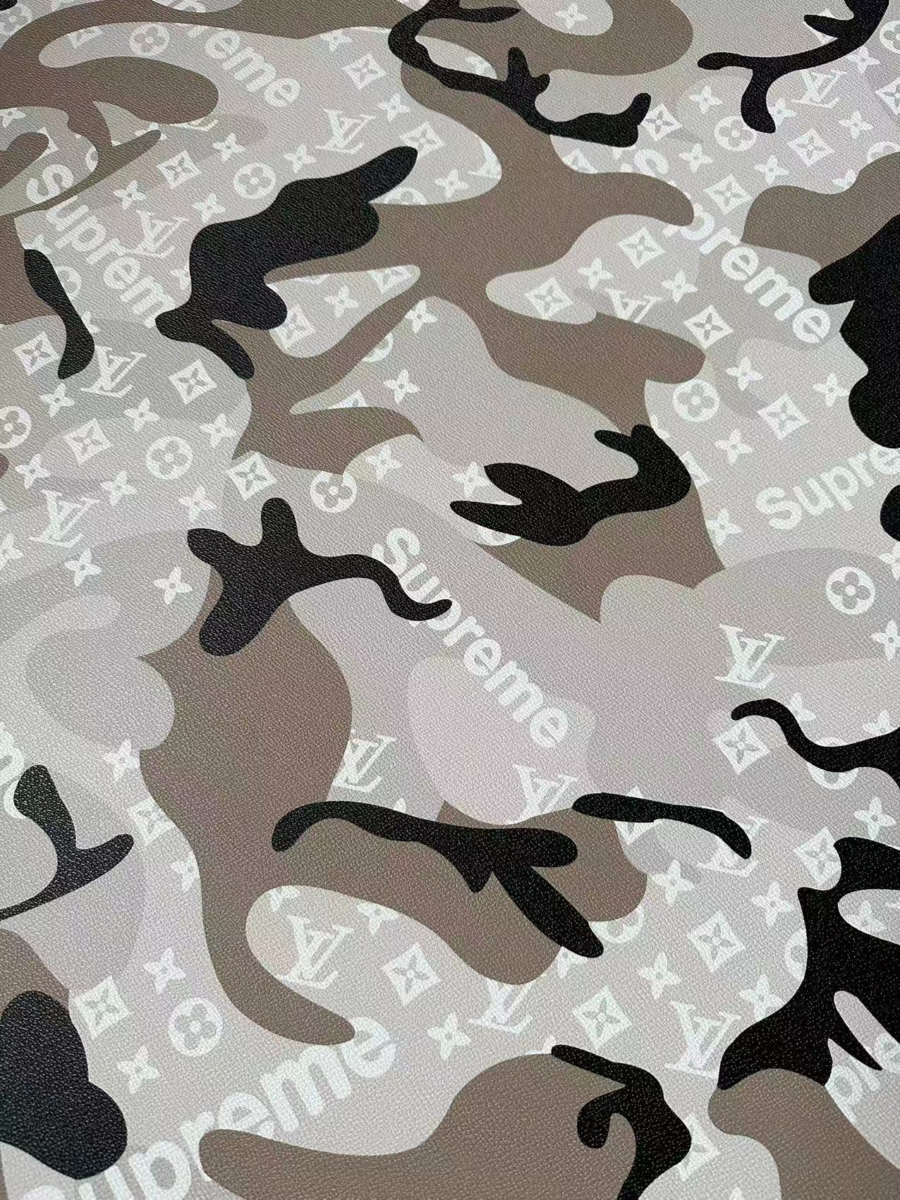 Fashion Gray LV With Supreme Camouflage Leather Fabric For Handmade Sneaker,Upholstery Goods