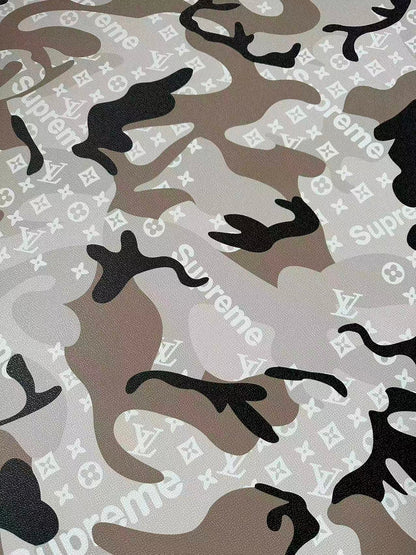 Fashion Gray LV With Supreme Camouflage Leather Fabric For Handmade Sneaker,Upholstery Goods