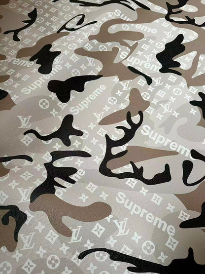 Fashion Gray LV With Supreme Camouflage Leather Fabric For Handmade Sneaker,Upholstery Goods